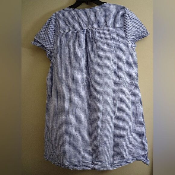 Adonna Blue Gingham House Coat Zip Up Robe House Dress Moomoo Size Large - Picture 2 of 9